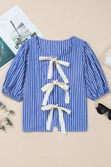 Blouse bleue à à rayures-A WOMAN WE LOVE