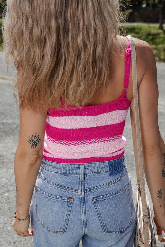 V -neck tank top with red stripes *