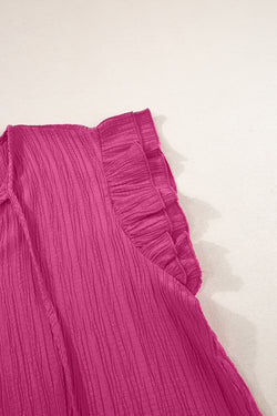 Timal -collar -colored tank and ruffled ruffle sleeves pink