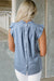 Retro high in pleated chambray with ruffles and buttoned on the back beautiful blue