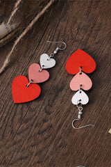 Boucle d'oreille pendante à plusieurs niveaux en forme de cœur rouge pour la Saint-Valentin-A WOMAN WE LOVE