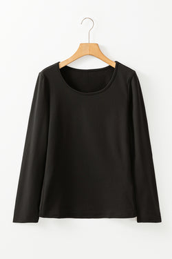 Unique black thermal high with cleared neckline, slim cut