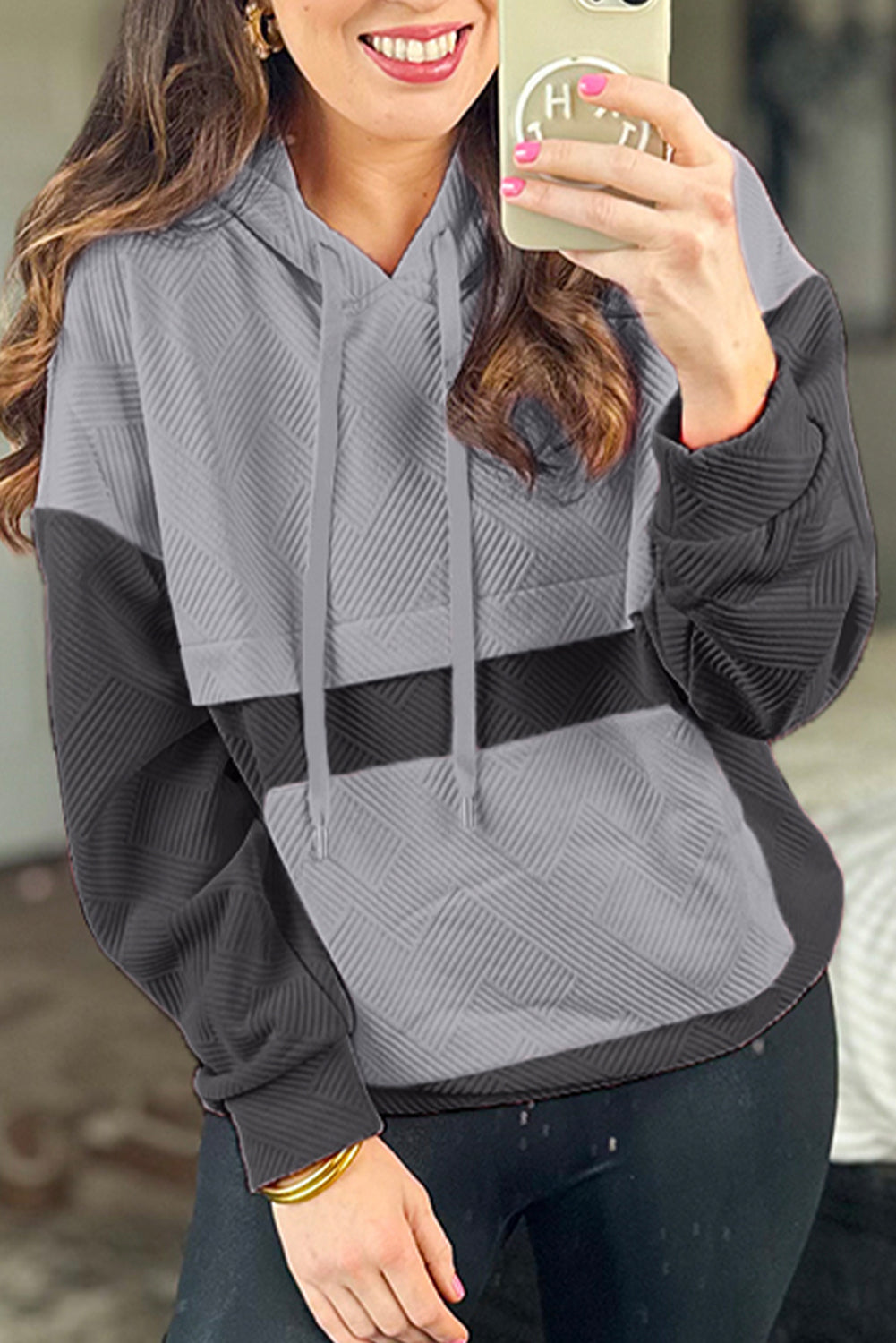 Textured gray hoodie *