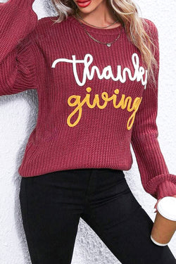 Red Sandalwood Thank You Letter Crewneck Sweater