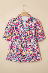 Chemisier d'été à imprimé floral rose