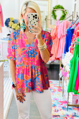 Blouse à col en V et manches bouffantes *-A WOMAN WE LOVE