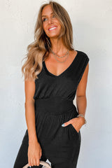 Combinaison noire froncée taille haute *-A WOMAN WE LOVE