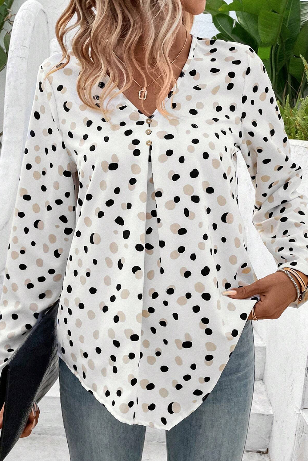 Chemisier blanc à pois et imprimé boutonné *-A WOMAN WE LOVE
