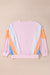 Light Pink Color Block Batwing Sleeve Loose Fit Sweatshirt