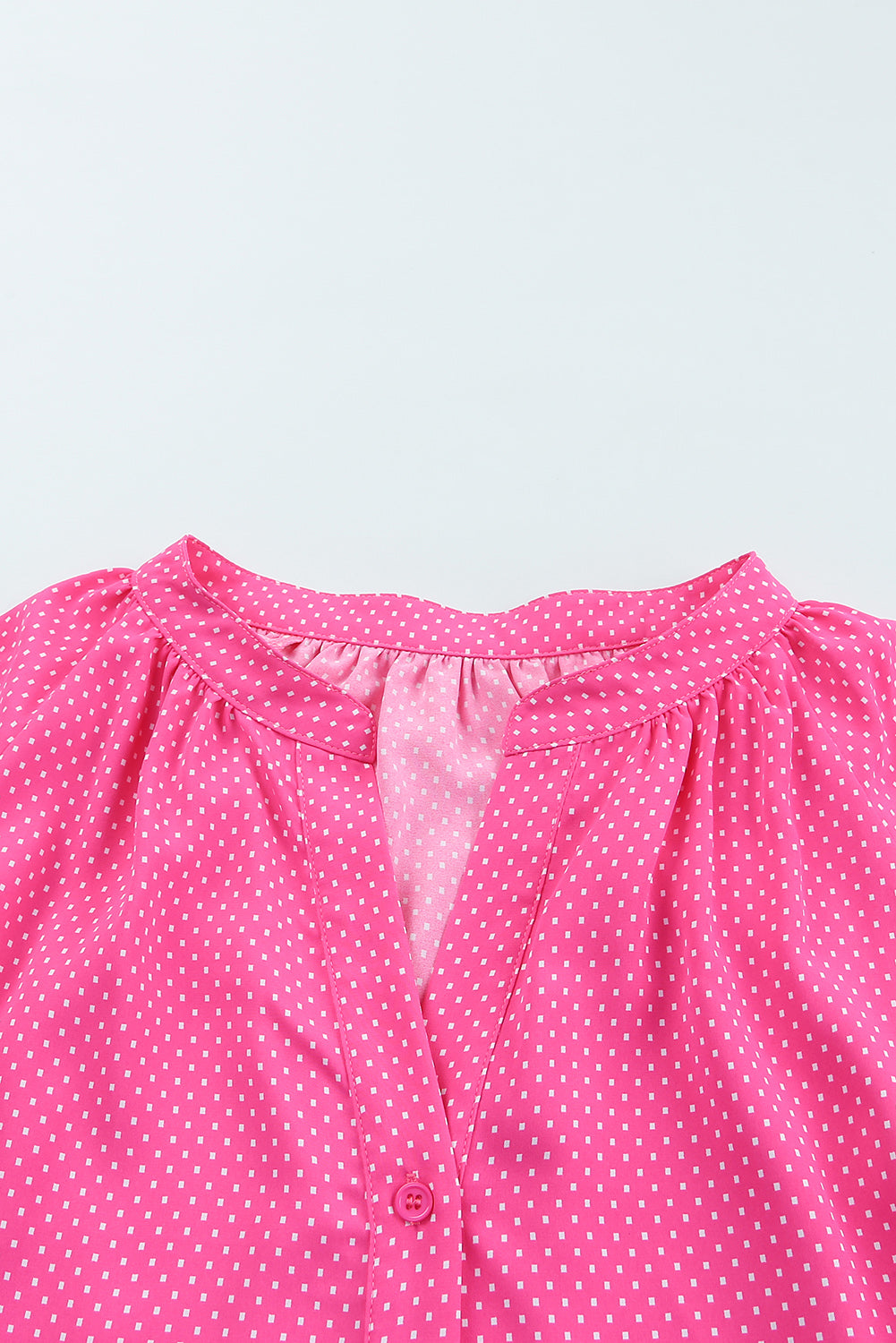 Pink 3/4 Ärmel gepunktete Drucklöses Shirt