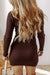 Coffee sweater dress slim cut with rising collar and side slit