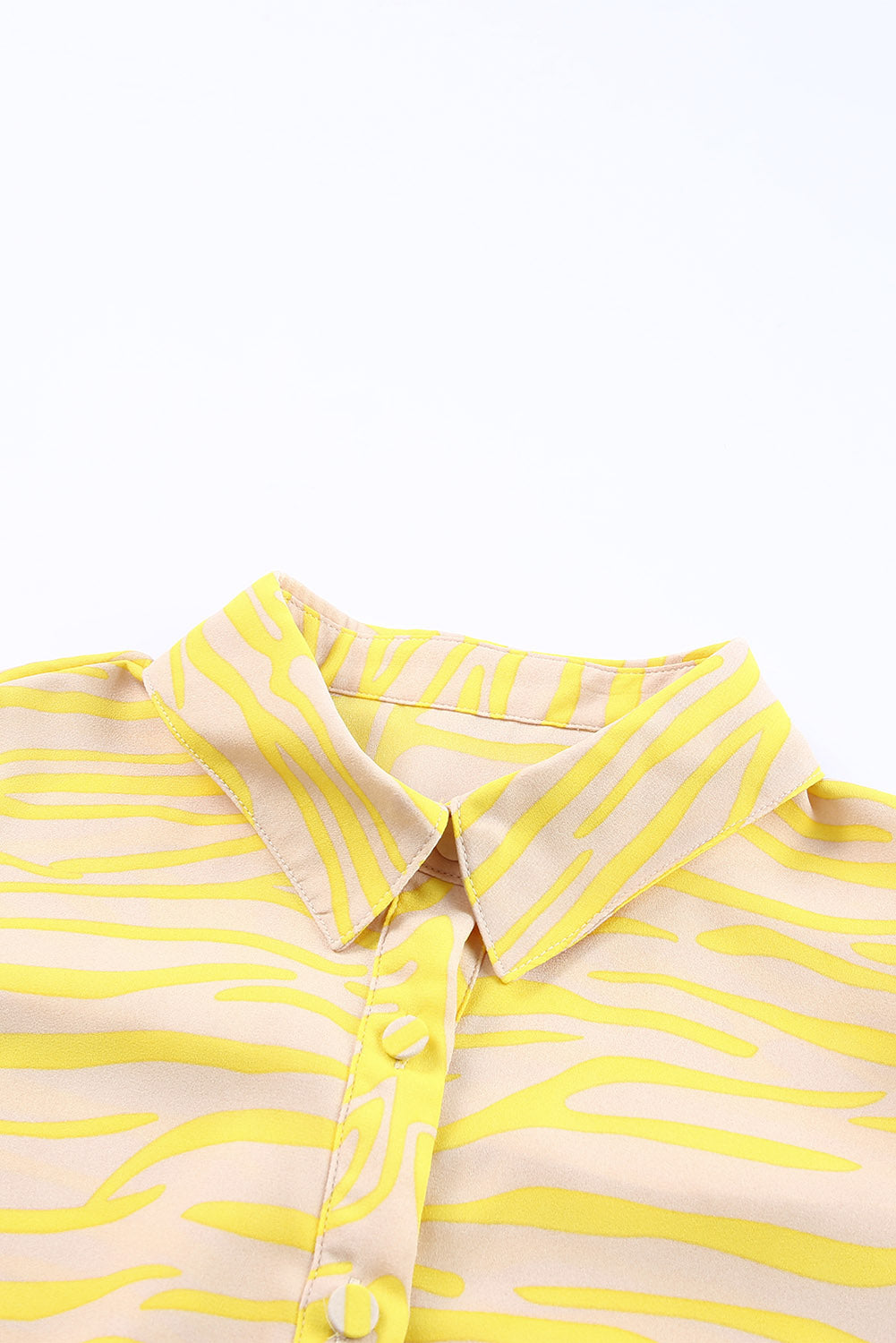 Chemise jaune à manches lanternes et imprimé à rayures zébrées