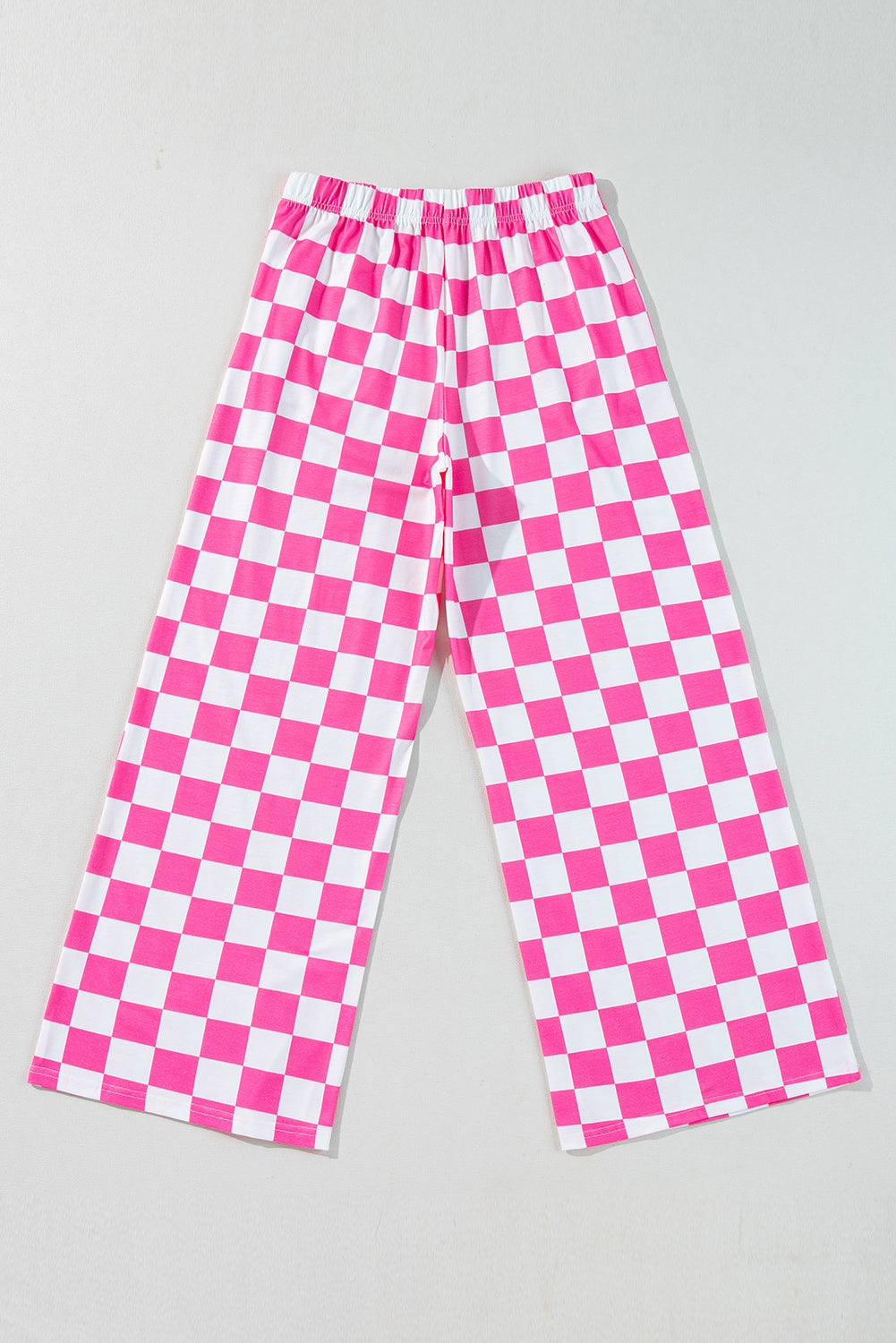 Bonbon 2-Tone Checked Print High Waist Wide Leg Pants