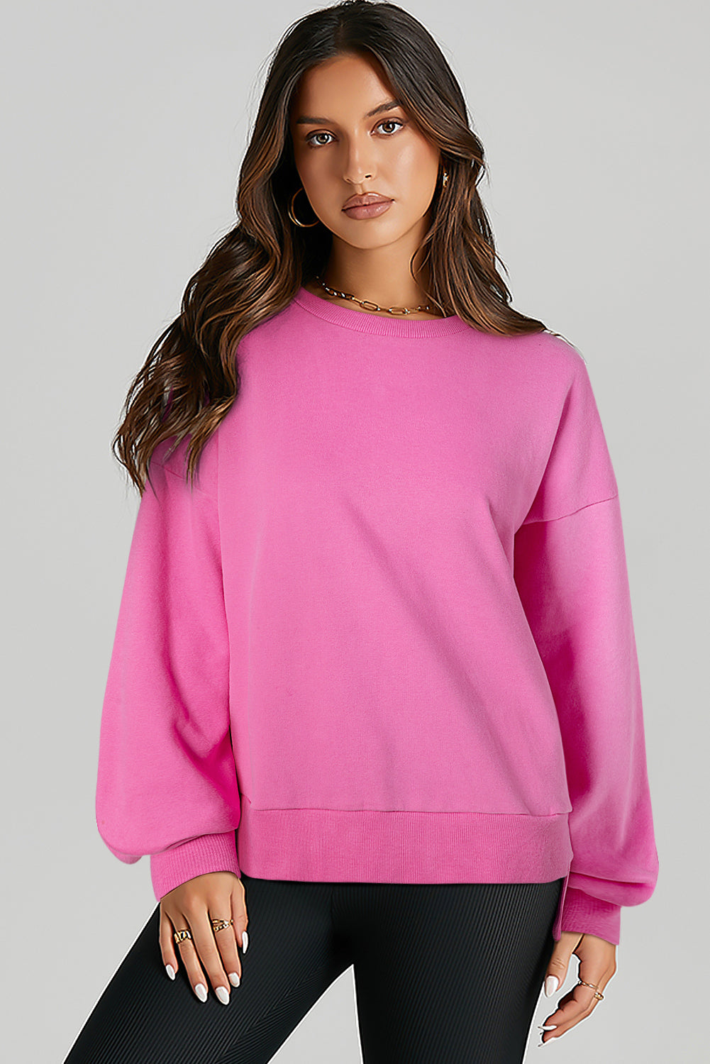 Bonbon fester Hals hoher niedriger Saumpullover Sweatshirt