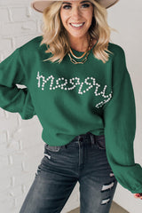 Feliz suéter casual perla verde negruzco
