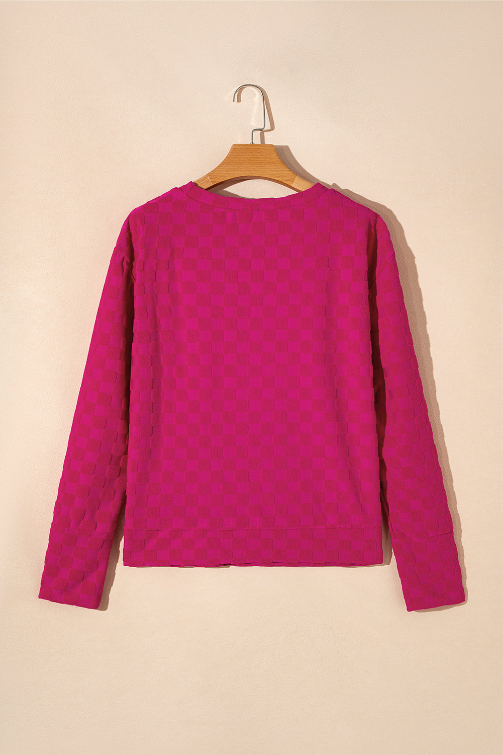 Rose Red Solid Textured Thumbhole Sleeve Top