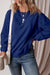 Navy blue sponge fabric sweatshirt with drooping shoulder and united fleece lining