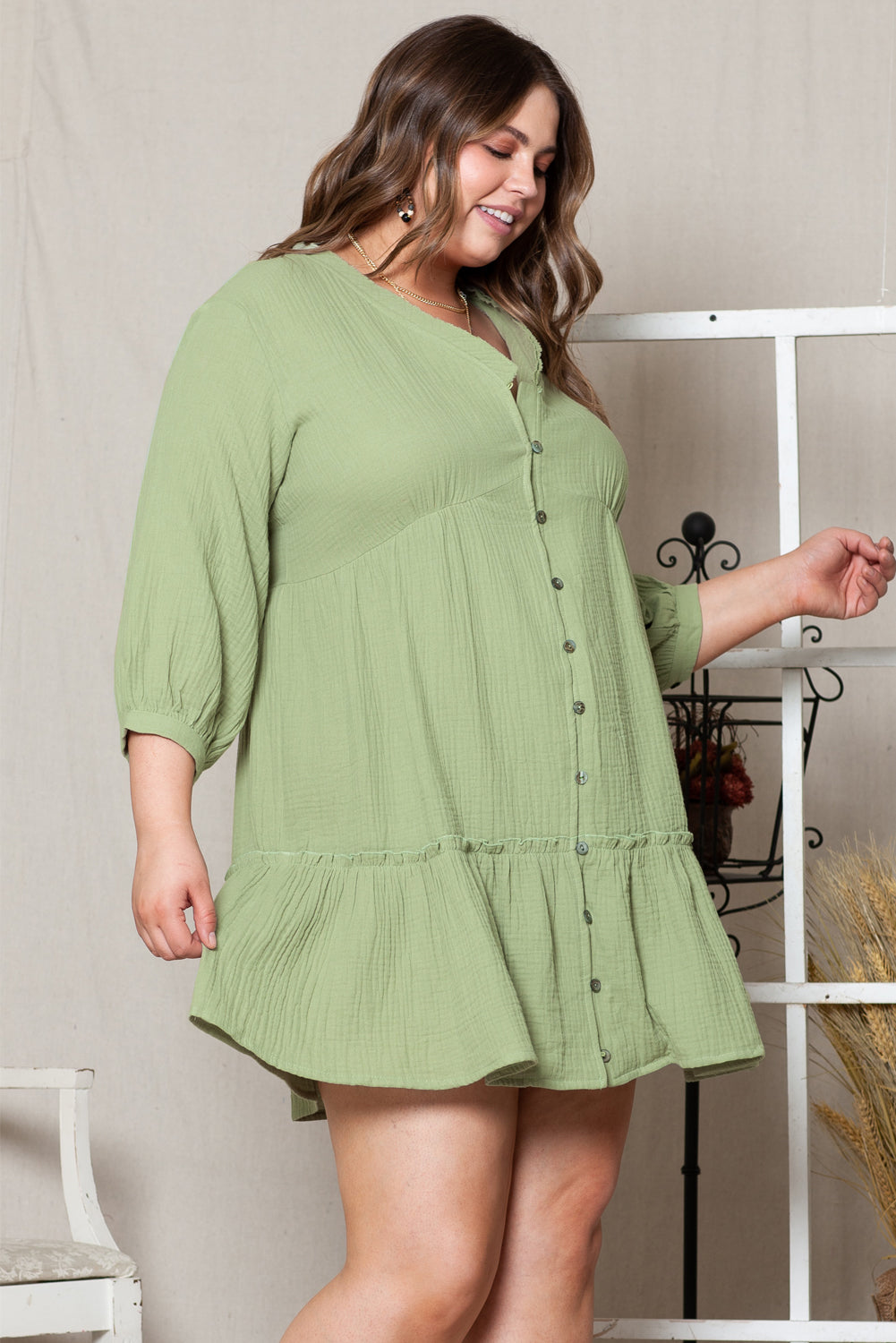 Botón de collar con forma de varilla de vía verde y de tamaño verde