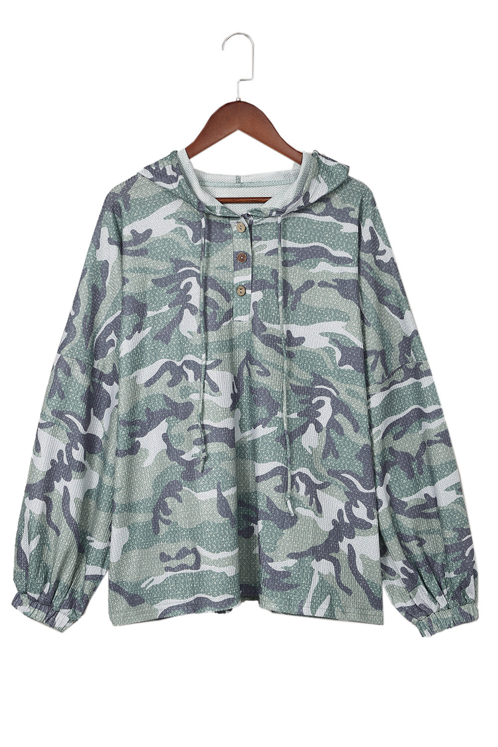 Con cappuccio per oversize camo a maniche lunghe verdi