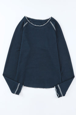 Blue textured high with long sleeves and round neck *