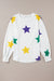 White Mardi Gras Star Print Long Sleeve Top