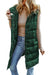 Long -hooded quilted vest coat with green hood