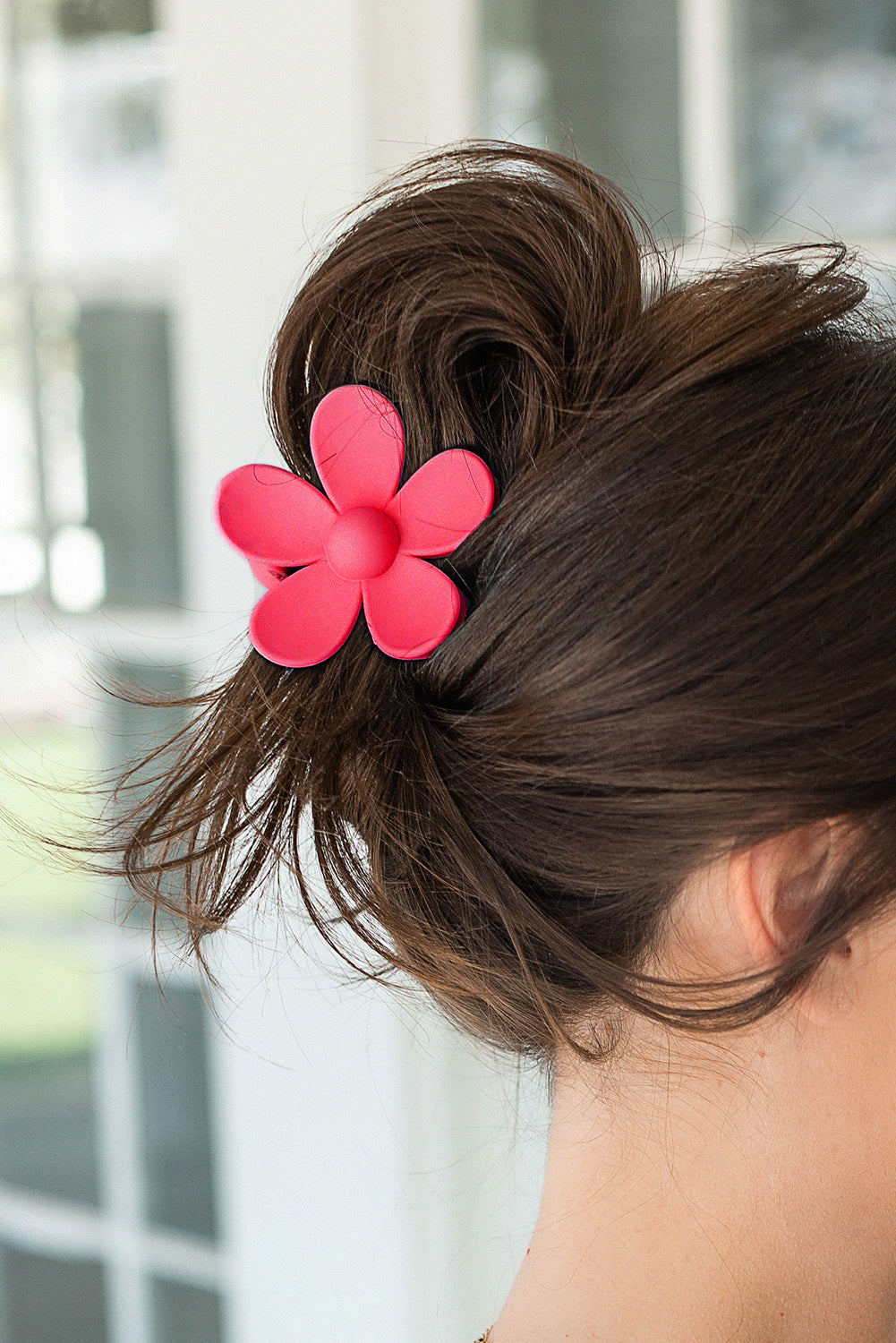 Pince à cheveux fleur rose