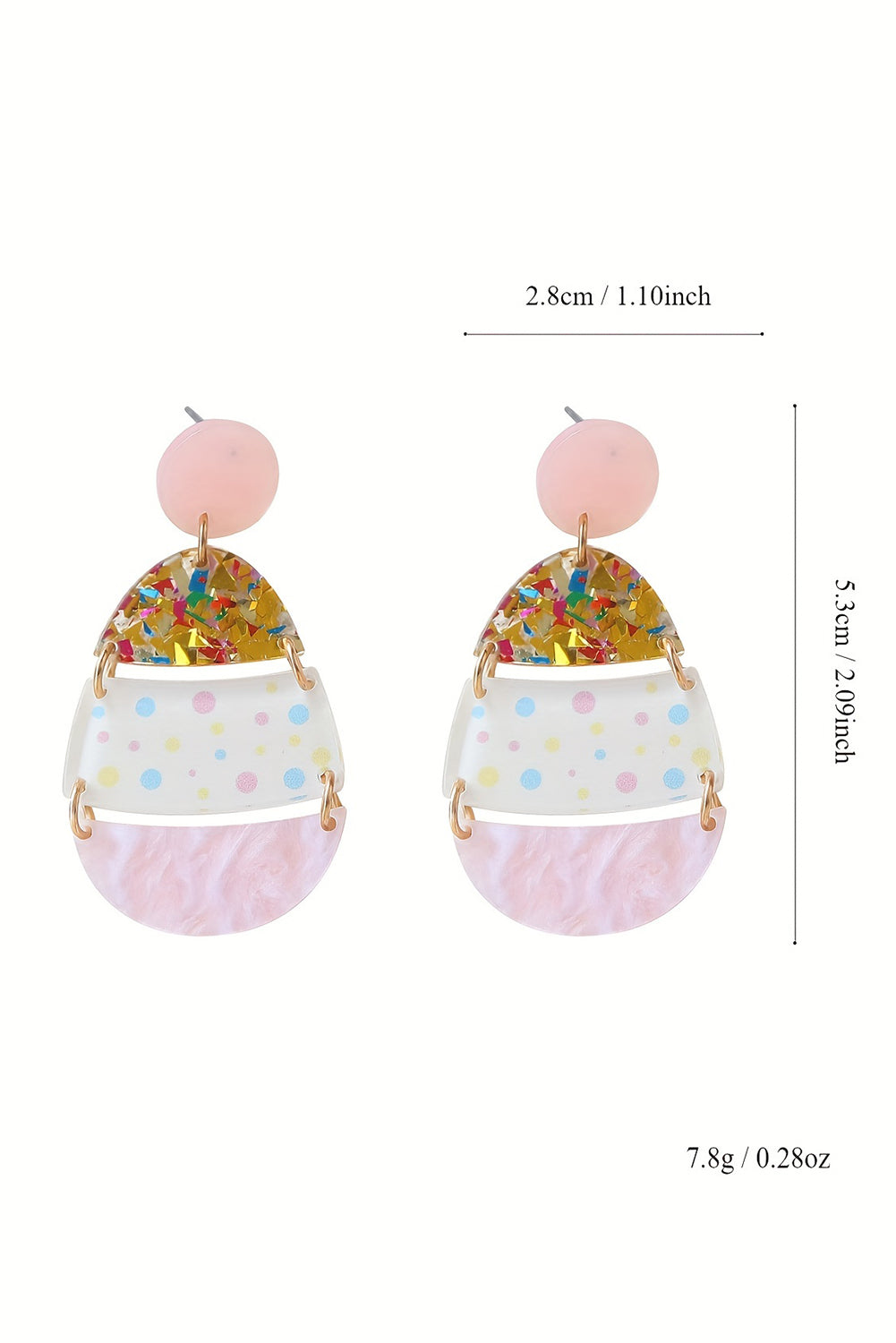 Boucles d'oreilles pendantes roses en forme d'œuf de Pâques imprimées-A WOMAN WE LOVE