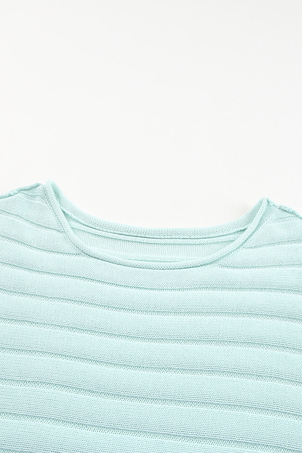 Green Exposed Seam Ribbed Knit Dolman Top