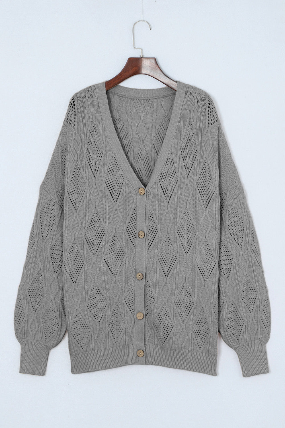 Gris plus taille tricotée en tricot de cardigan up up