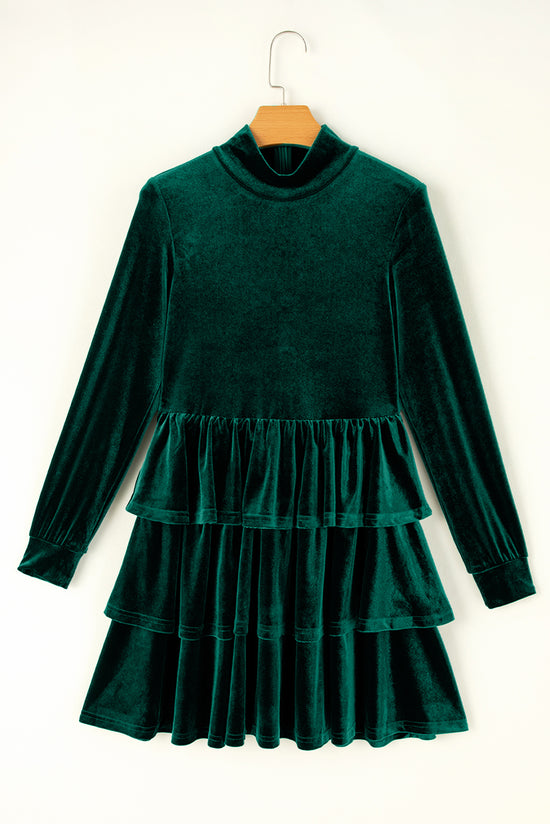 Evergreen - Mini -Robe con volantes y collar tapizado en terciopelo