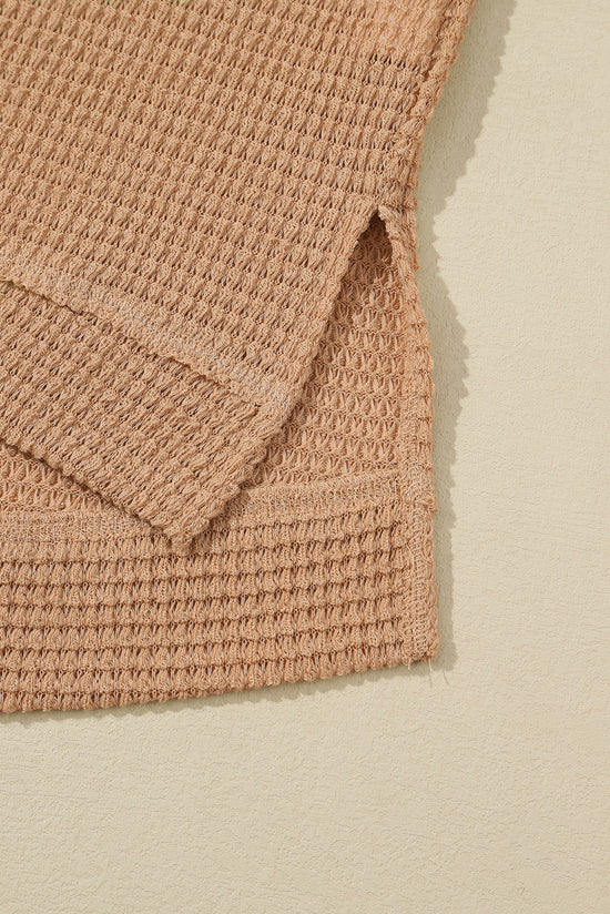 Oversize Khaki in embossed knitted with tall slits *