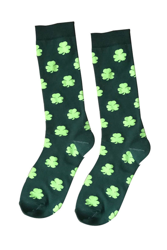 Calcetines de tubo verde oscuro con estampado de trébol de St Patricks