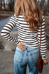 Casual lightweight knit V-neck striped sweater