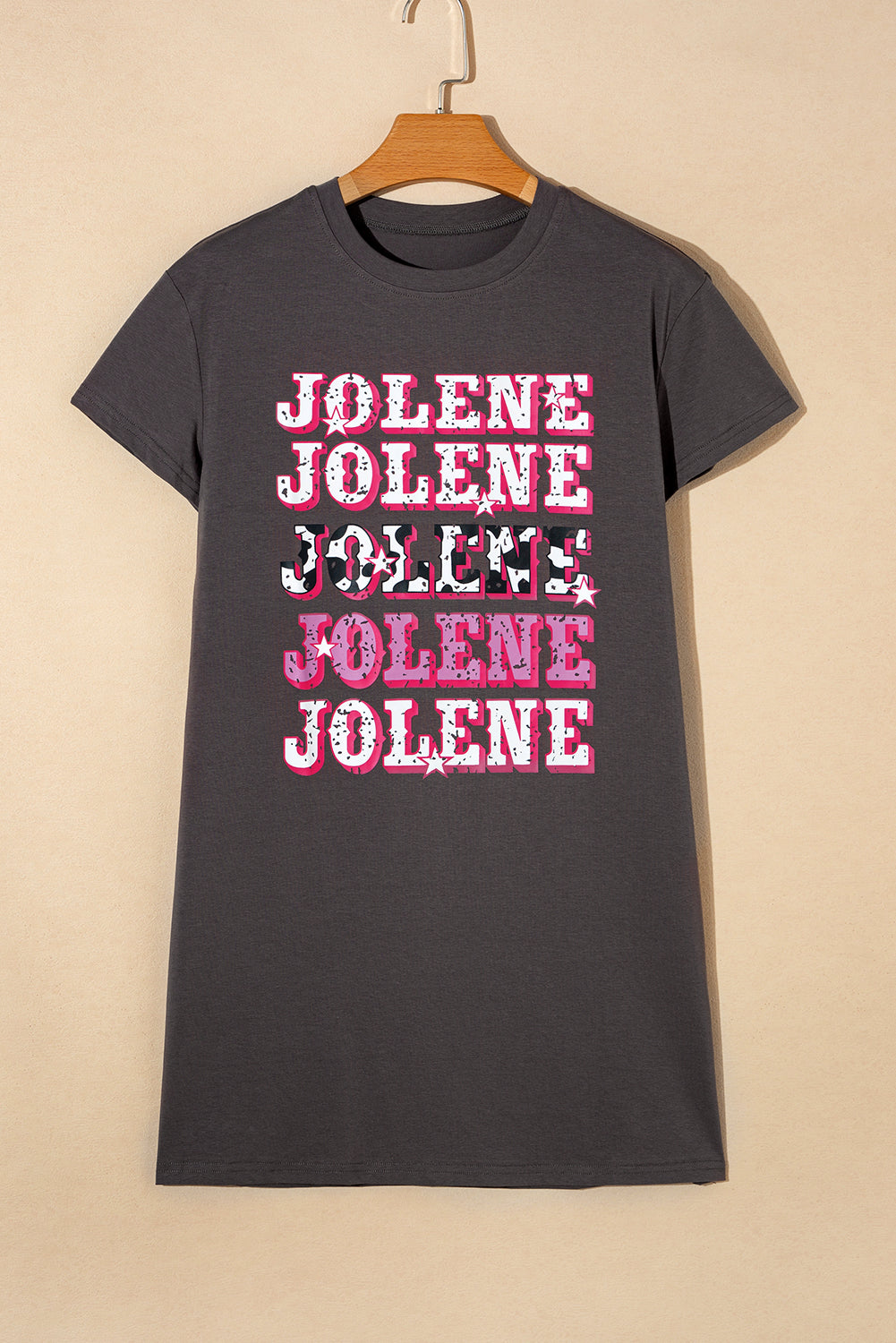 Camiseta Túnica de cuello redondo Gráfico Jolene Dark Gray