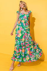 Long ruffled and ruffle dress *
