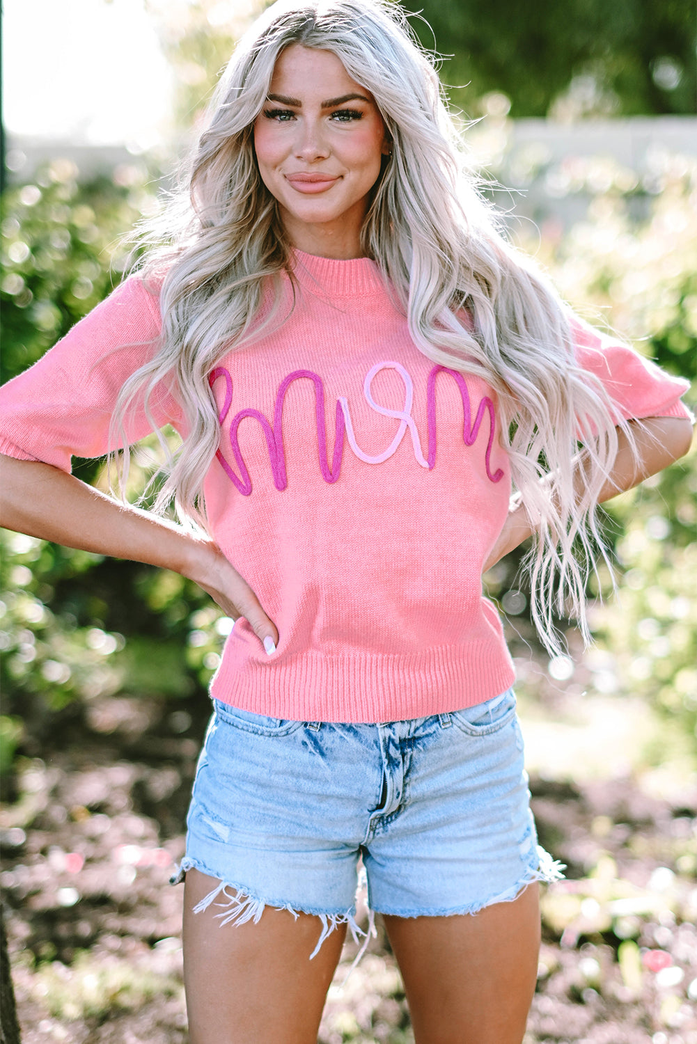 Bonbon Mom Tinsel Front Kurzarmpullover