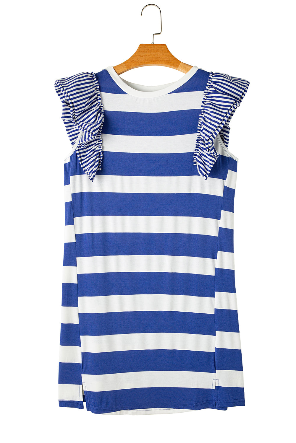 Ciel bleu Stripe Contrast T-shirt à manches volants