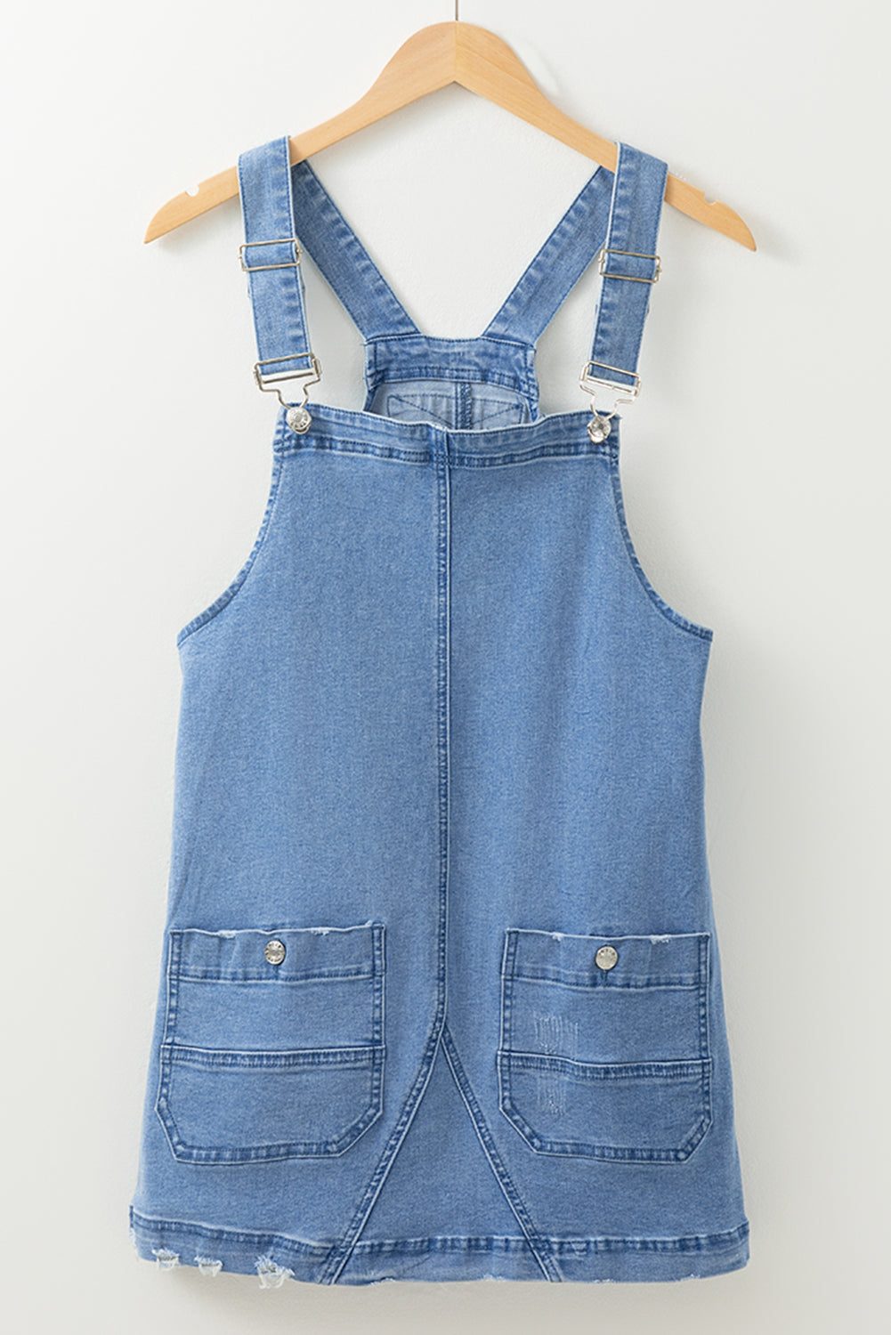 Dusk Blue Pocketed Adjustable Straps Denim Overall Dress