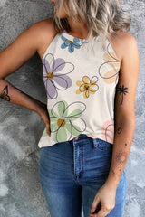 Débardeur beige à fleurs douces-A WOMAN WE LOVE