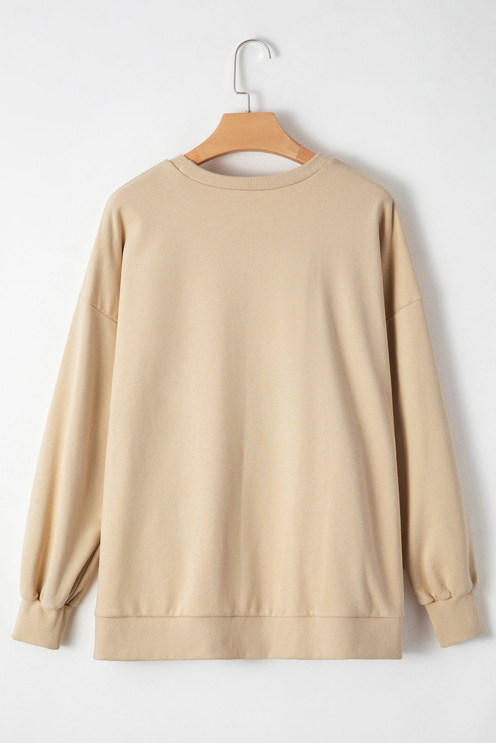 Plain Parchment Crew Neck Sweatshirt with High Low Hem