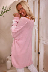Cardigan ample tricoté rose à imprimé floral *-A WOMAN WE LOVE