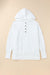 White Henley hoodie with bat pockets and sleeves