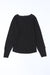 Black Waffle Knit Henley Top with Bound Neckline