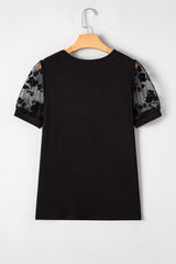 Black Flora lace t-shirt in lace