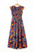 Robe longue bohème florale à col en V et volants à plusieurs niveaux bleu foncé