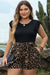 Plus Size Brown Leopard Shorts and Ruffle Sleeve T-Shirt Set