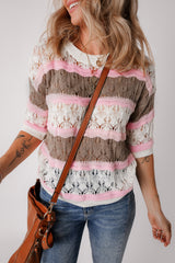 Mid-length sleeve sweater in crochet *