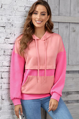 Sweat à capuche texturé rose *