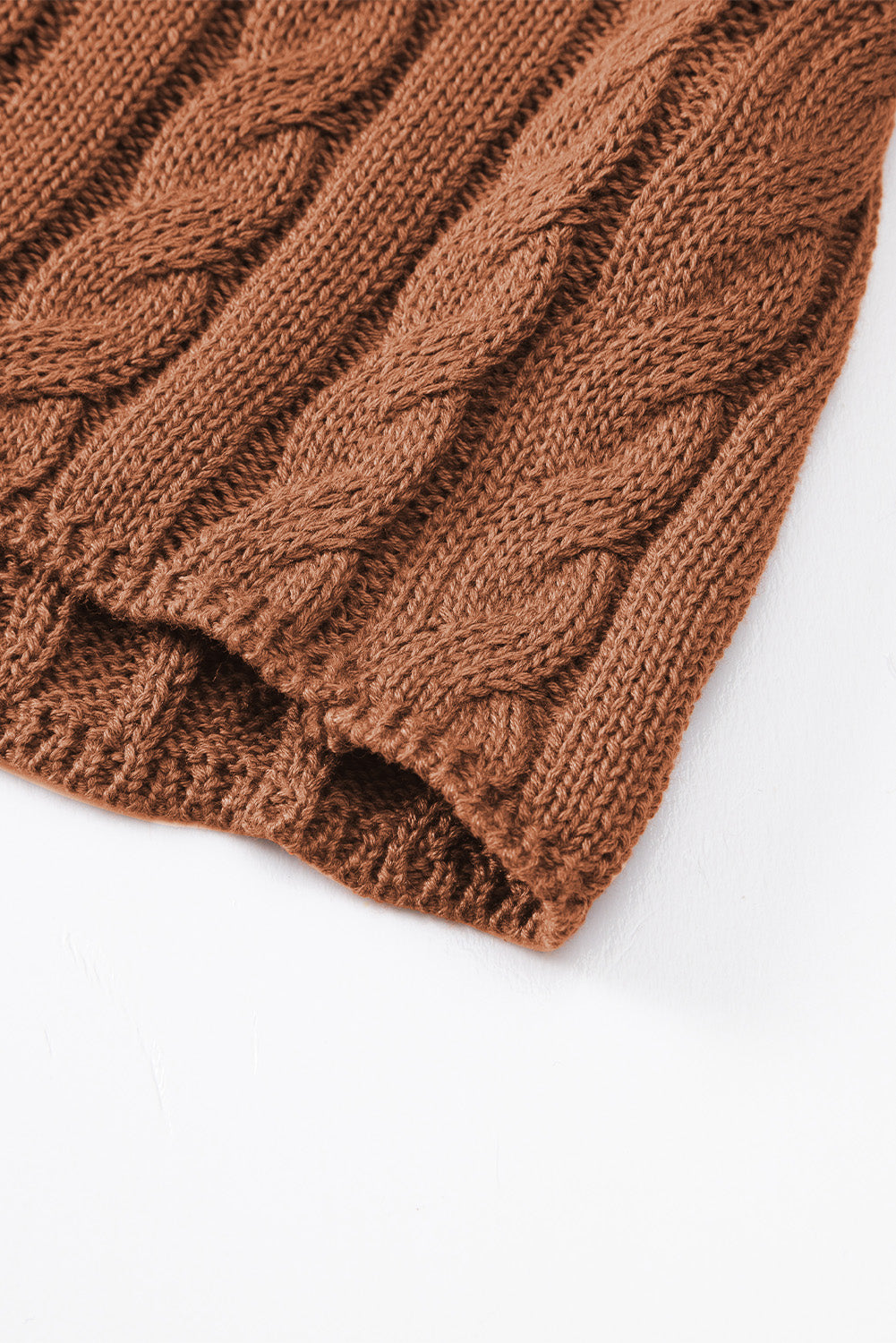 Chestnut Crew Neck Cable Knit Short Sleeve Sweater